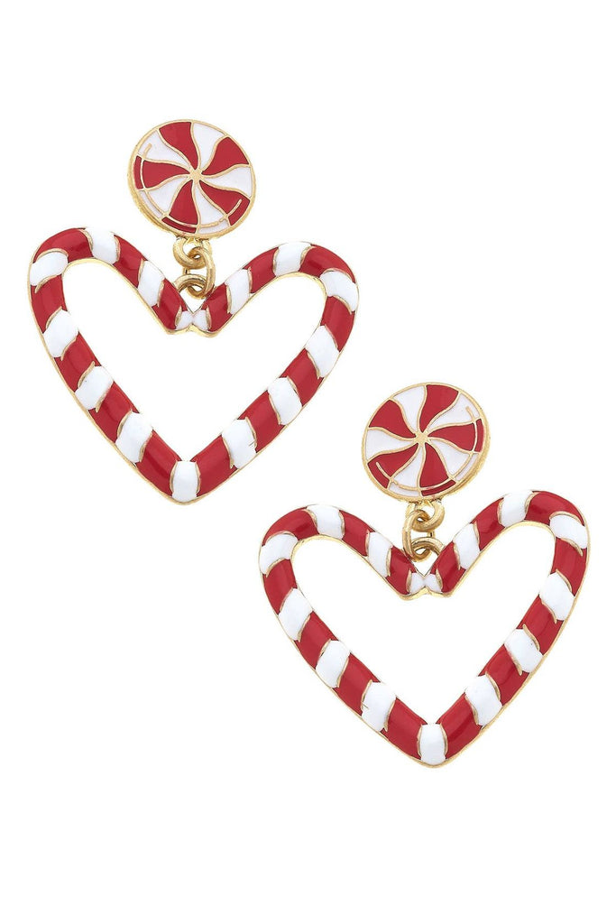 Candy Cane Heart Earrings