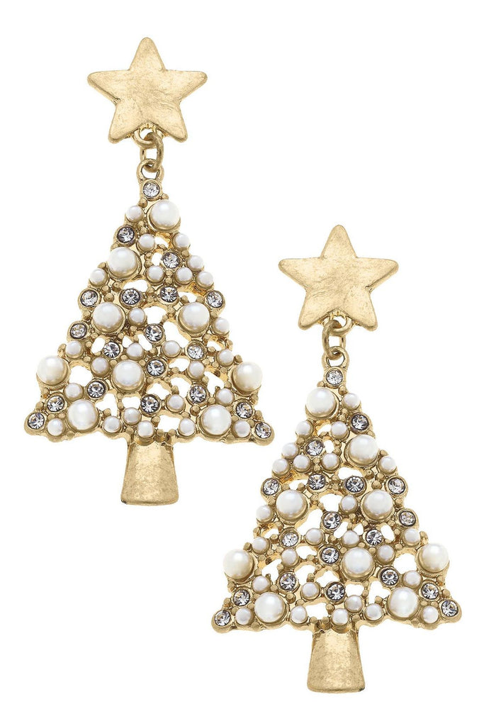 Pearl Christmas Tree Earrings