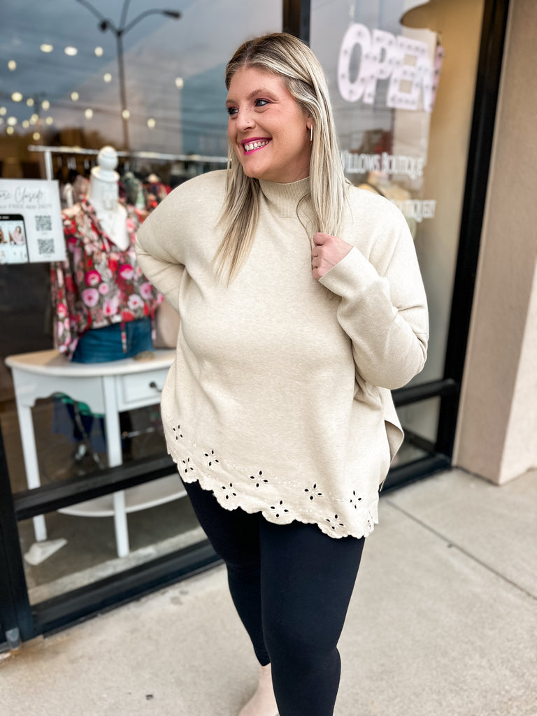 The Curvy Timeless Scalloped Sweater