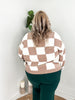 Curvy Neutral Checkered Sweater