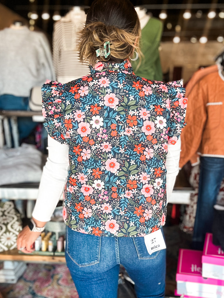 The Floral Puffer Vest (Small-2XL)