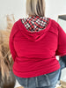 Curvy Festive Plaid Hooded Top