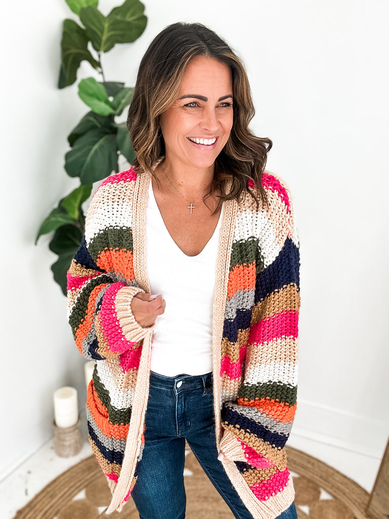 Wrapped In Cozy Color Cardigan