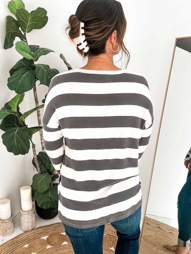 Cute Buttons and Stripes Top