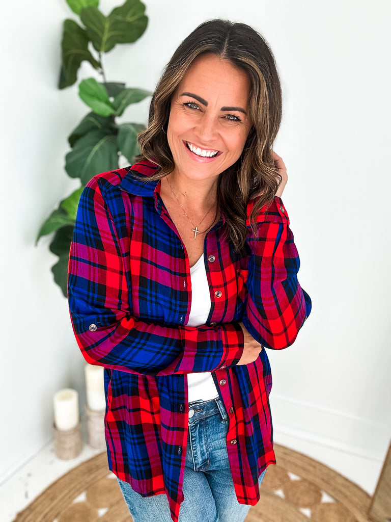 The Adriana Plaid Top