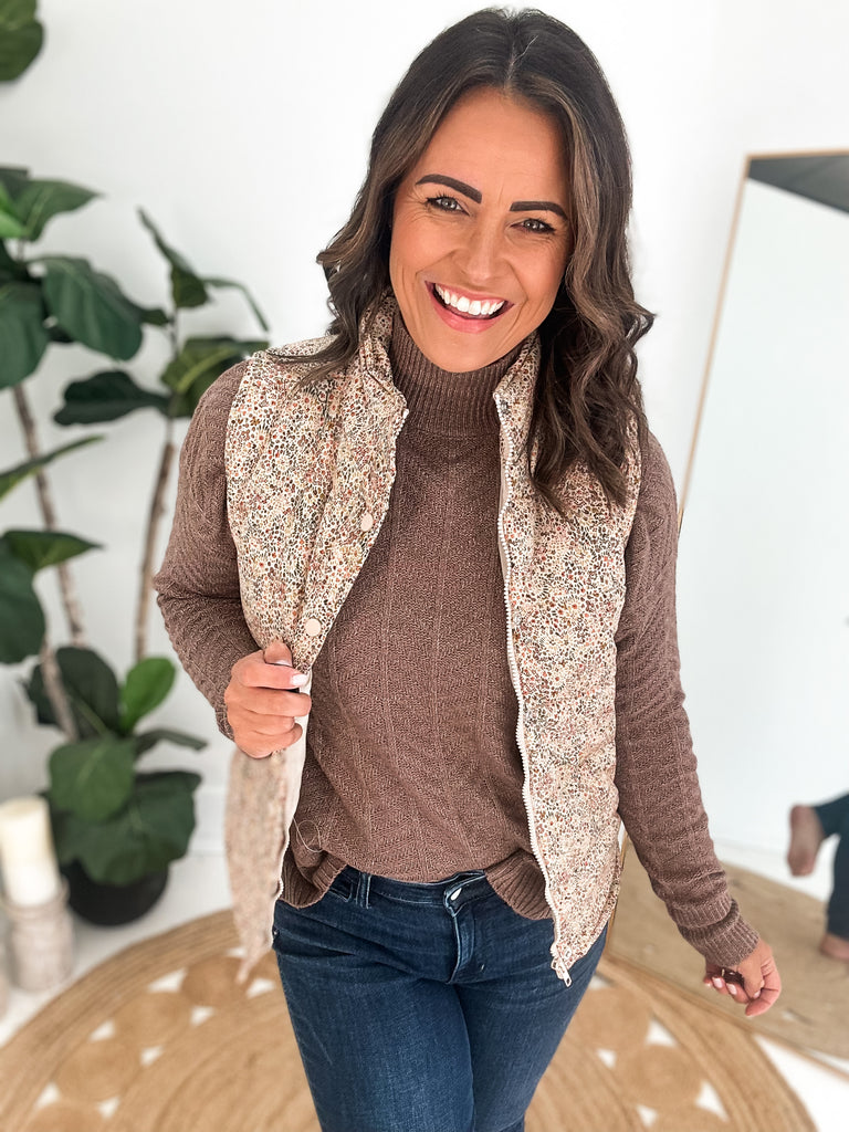 Vintage Florals Zipper Vest