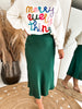 Festive Satin Midi Skirt