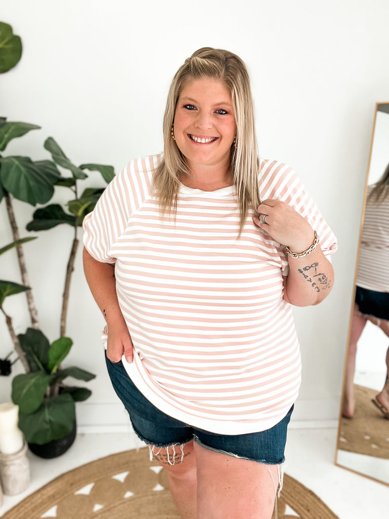 Curvy Blushing Stripes Top