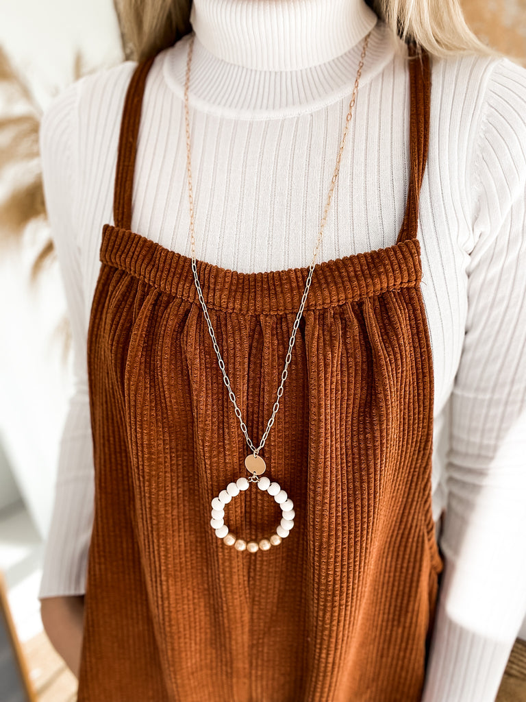 Wood and Disco Ball Necklace
